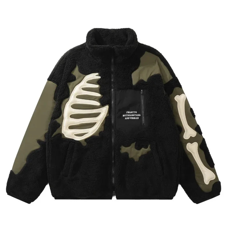 Y2K Retro Spliced Embroidered Cotton Coat Winter Warm American Loose 2024 Stand Collar Contrast Color Men's Top
