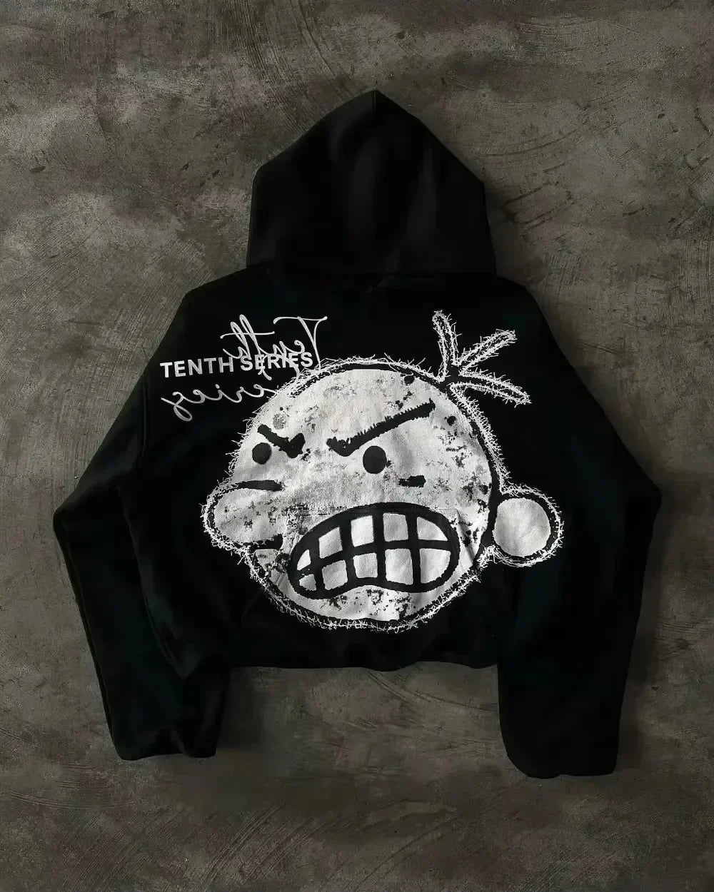 Streetwear Zip Up Hoodie Jacket Men Women Harajuku Hip Hop Lips Graphic Print Black Oversized Sweatshirt Goth Rhinestone Clothes