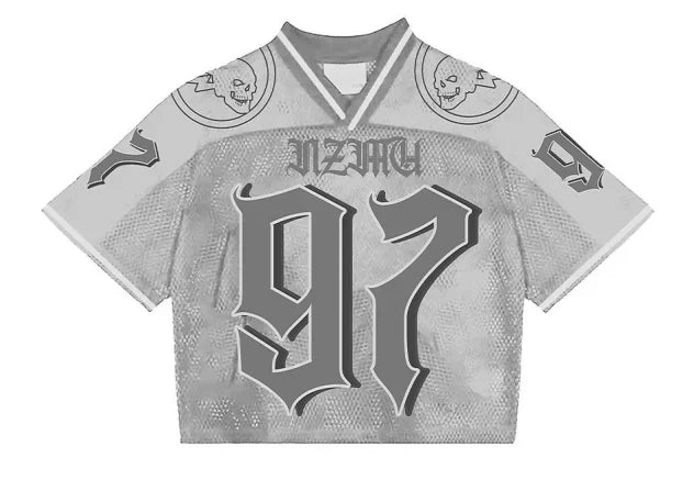Y2K T Shirt American Fashionable breathable splicing loose football jersey Streetwear casual Breathable Unisex Short Sleeve top