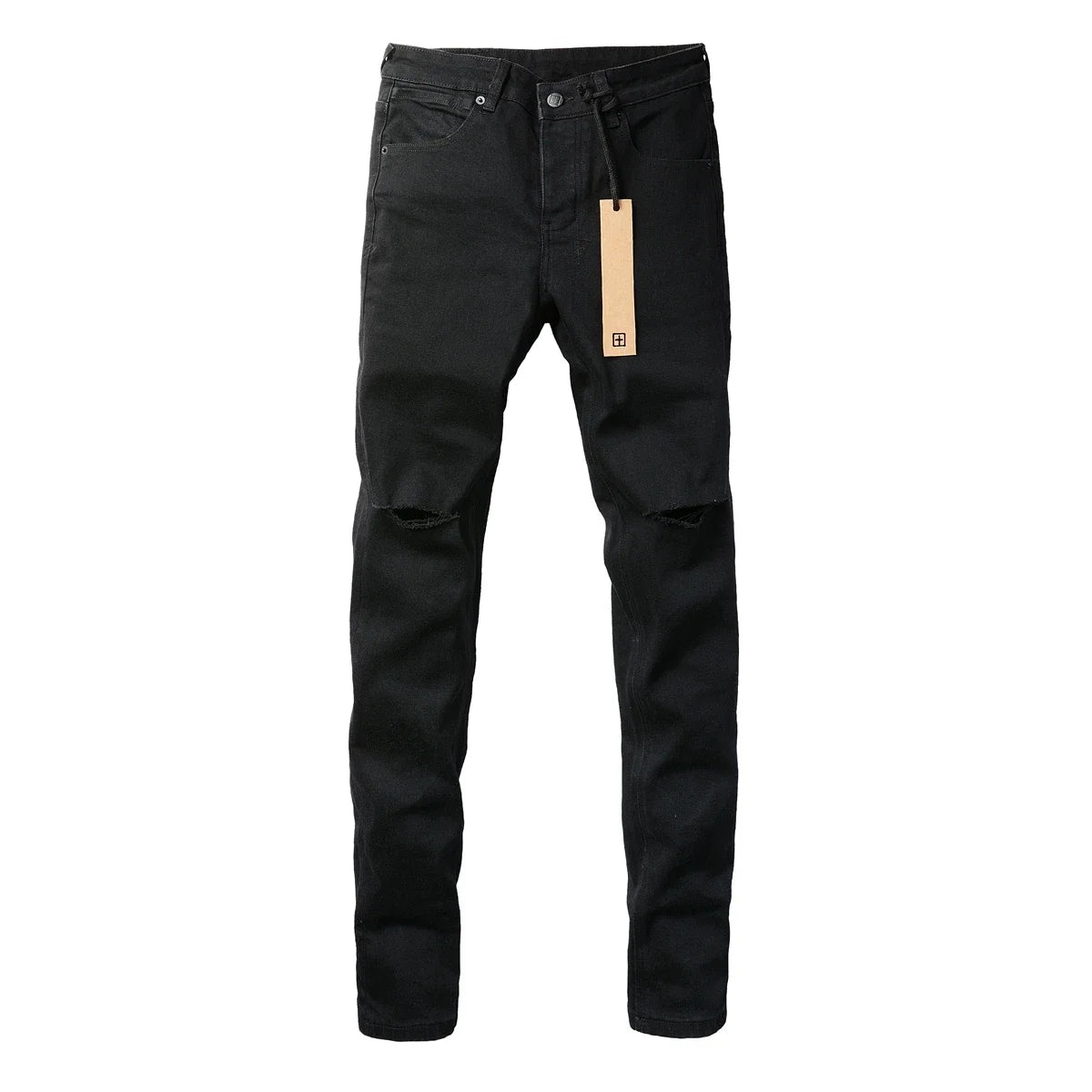 KSUBI Cross Jeans American High Street Paint Hole Trend Low Rise Skinny Denim Pants Pleated Ripped Solid Black Jeans