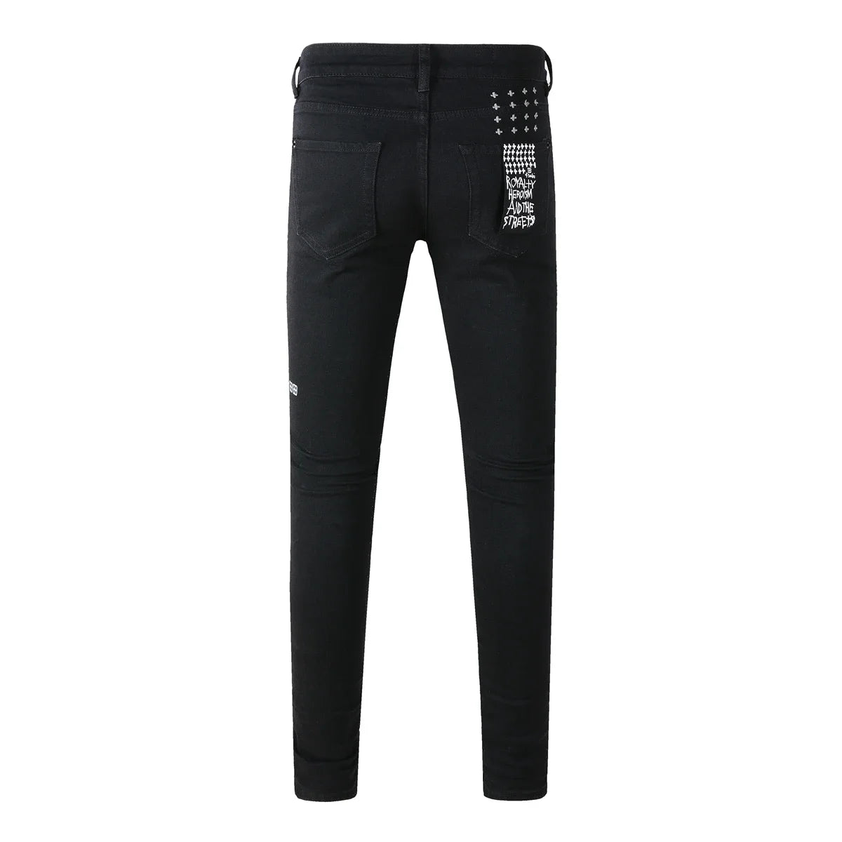 KSUBI Cross Jeans American High Street Paint Hole Trend Low Rise Skinny Denim Pants Pleated Ripped Solid Black Jeans