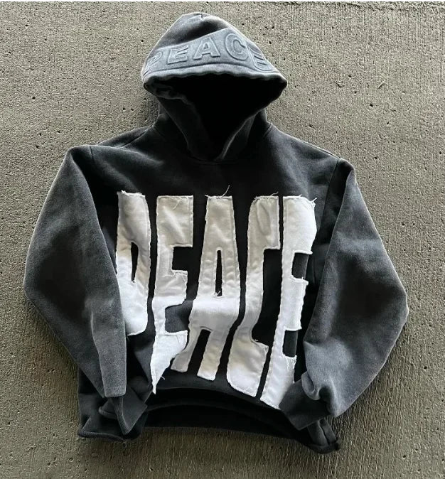 Harajuku Gothic Zipper Hoodie Y2k Letter Embroidered Spliced Sweater High Street Punk Clothing Loose Vintage Y2k Top Sweatshirt
