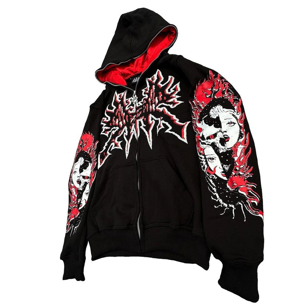 Y2K Women's Men's Hoodies Clothing Long Sleeve Pullover Zip Sweatshirt Streewear Oversize Halloween tops Hooded Shirt anime kpop