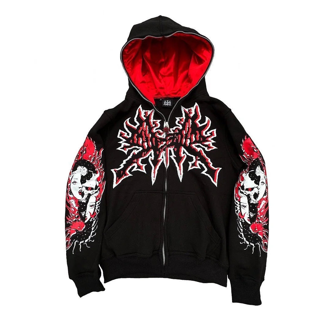 Y2K Women's Men's Hoodies Clothing Long Sleeve Pullover Zip Sweatshirt Streewear Oversize Halloween tops Hooded Shirt anime kpop