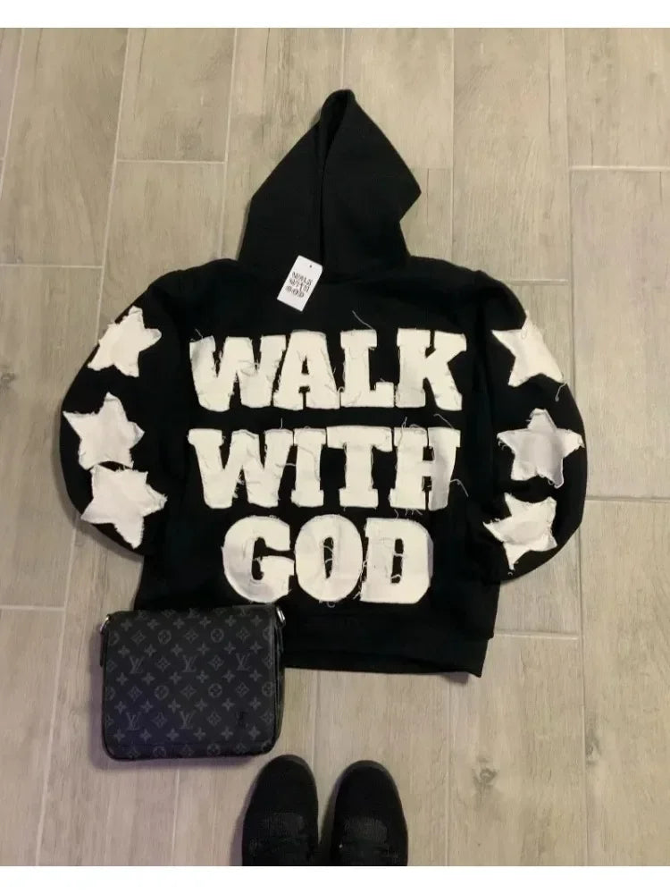 Harajuku Gothic Zipper Hoodie Y2k Letter Embroidered Spliced Sweater High Street Punk Clothing Loose Vintage Y2k Top Sweatshirt