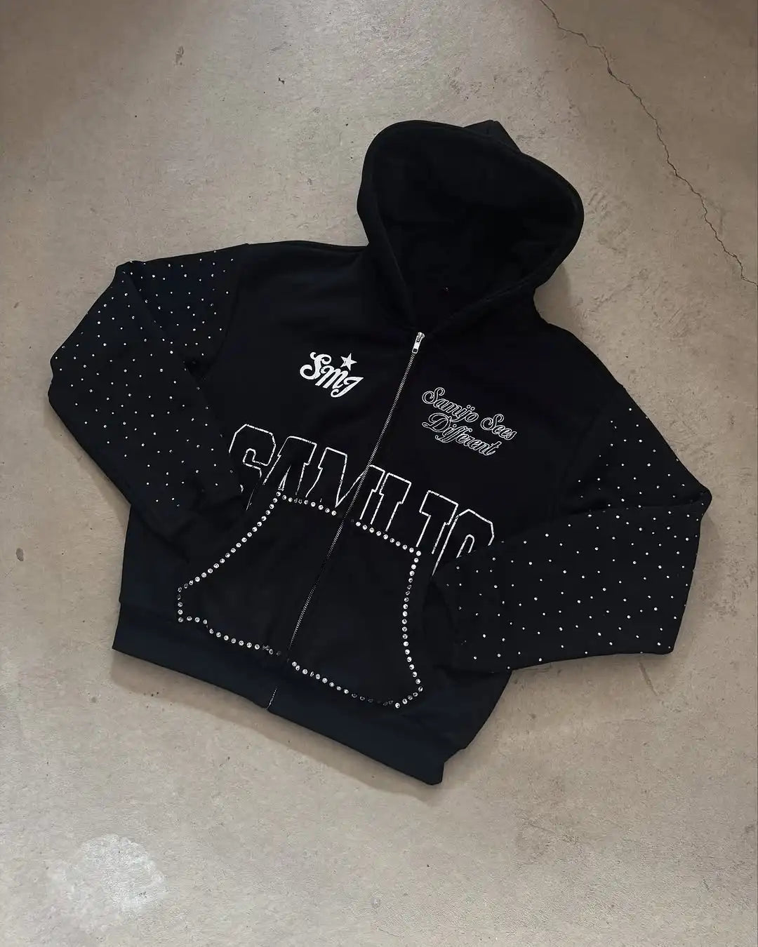 New personalized monogram printed rhinestone hoodie man clothes y2k harajuku women gothic Jackets coat casual zip up hoodies