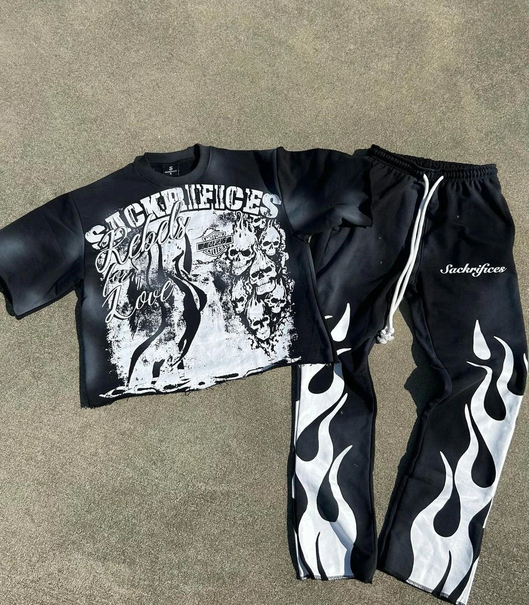 Y2k Women's Short Sleeved T-Shirt And Pants Set With Personalized Cartoon Anime Print Patterns Streetwear Vintage Punk Clothes