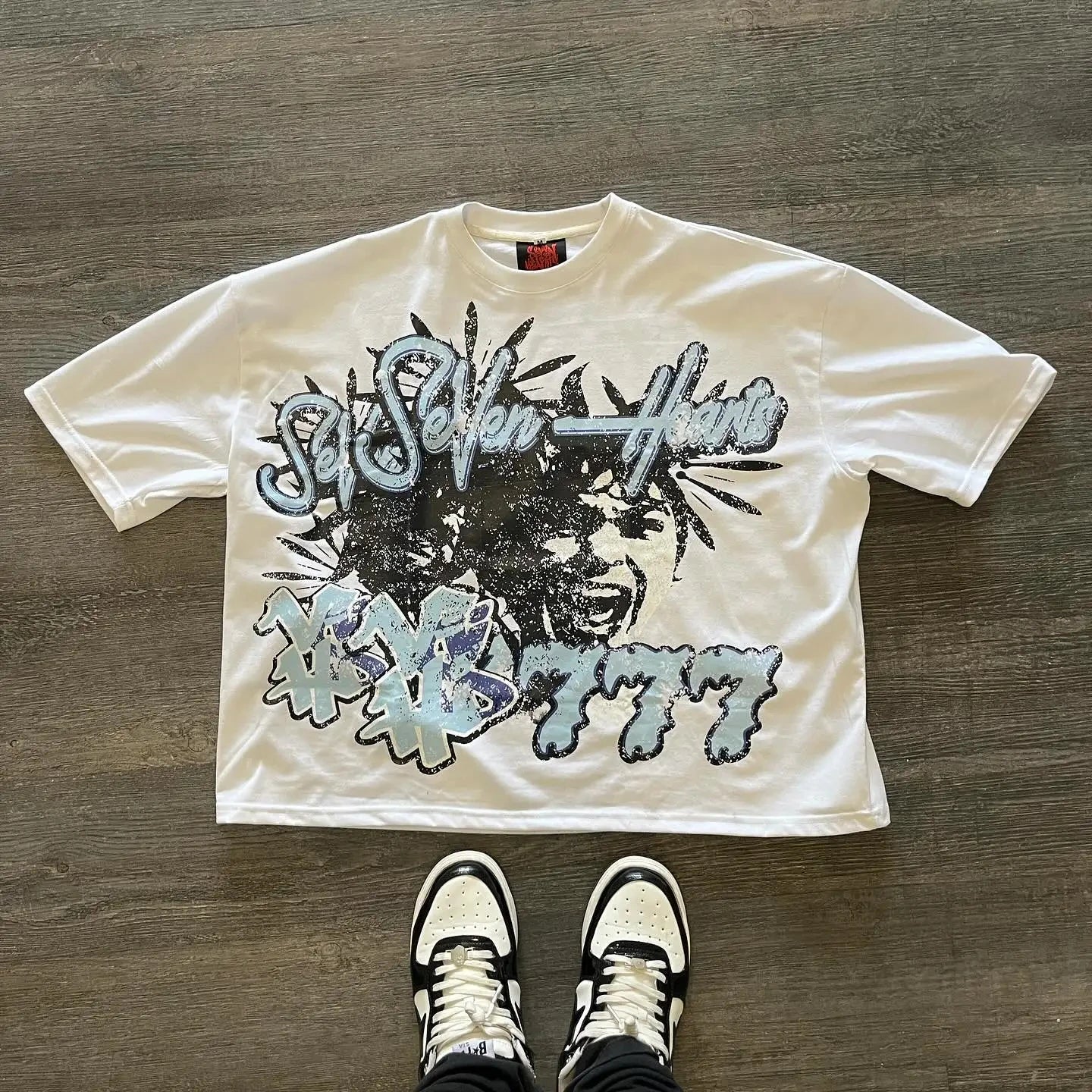 American 777 Graphic Cotton T Shirts Print Oversized Gothic Smart Casual Harajuku Streetwear Graphic Y2k Tops Goth Men Clothes