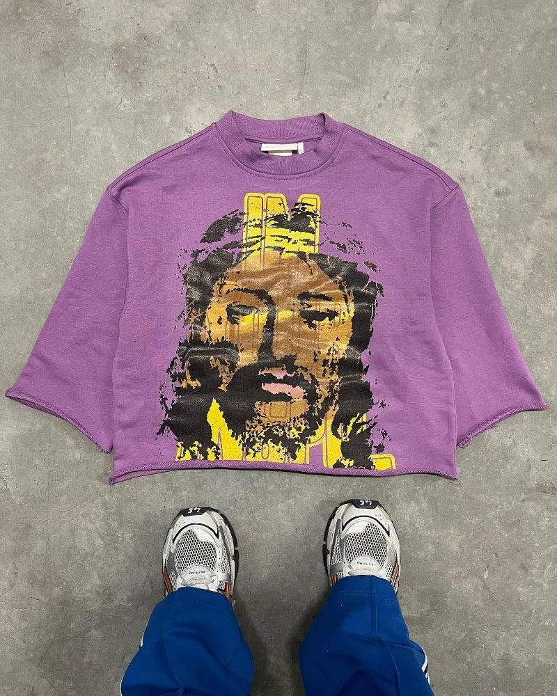 Hip Hop Harajuku Street anime printed short sleeve T-shirt Men Y2k comfortable breathable cut half sleeve top oversized shirt