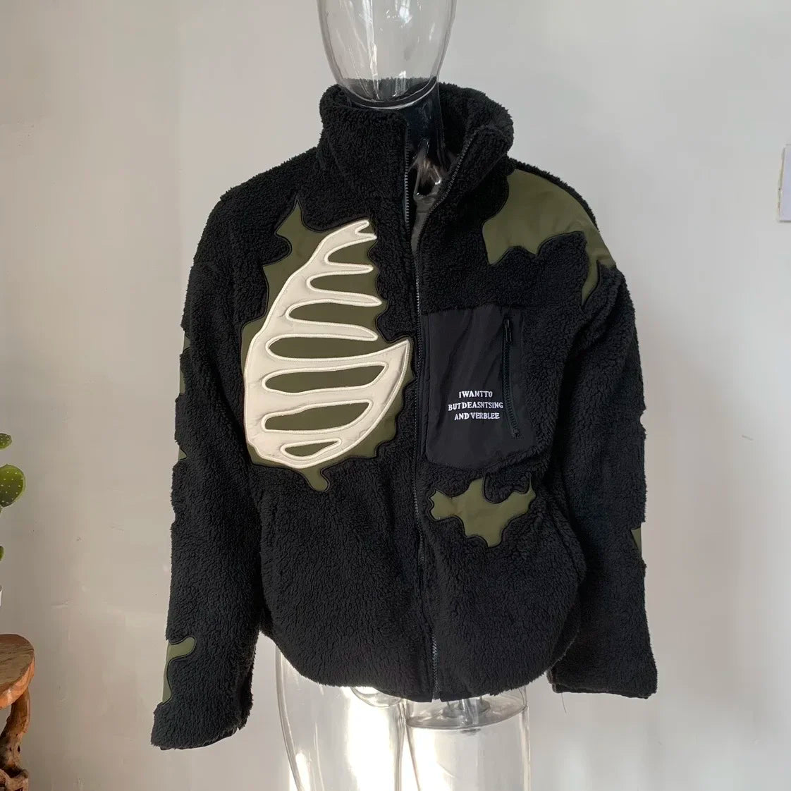 Y2K Retro Spliced Embroidered Cotton Coat Winter Warm American Loose 2024 Stand Collar Contrast Color Men's Top