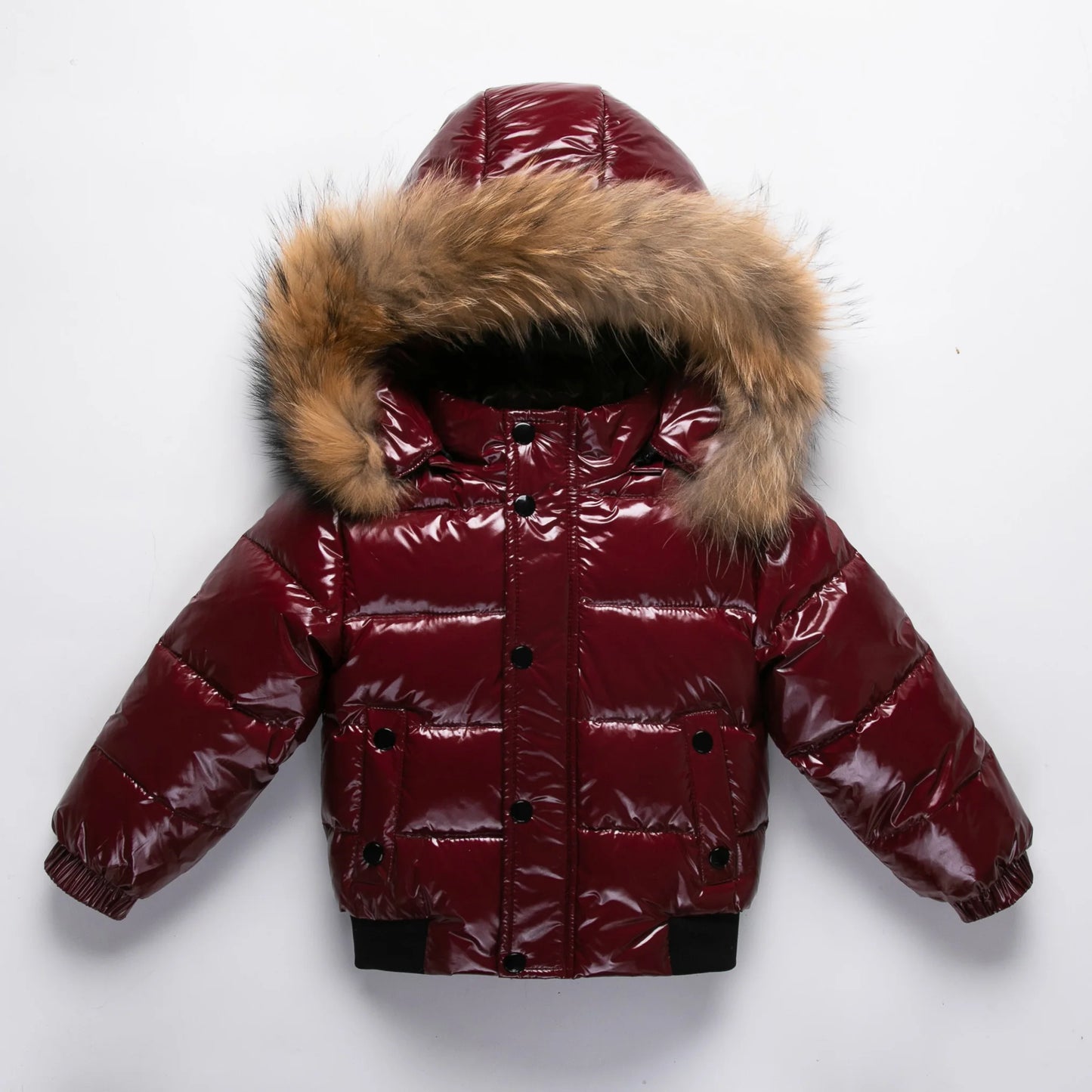 2024 Winter Baby Boys Down Jacket Real Fur Waterproof Shiny Thicken Warm 1-8 Years Boy Outerwear Coat Kids Boy Parka Outfit