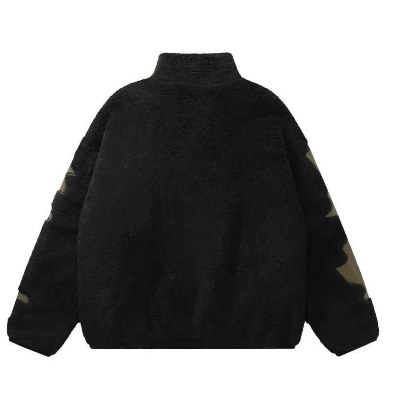 Y2K Retro Spliced Embroidered Cotton Coat Winter Warm American Loose 2024 Stand Collar Contrast Color Men's Top