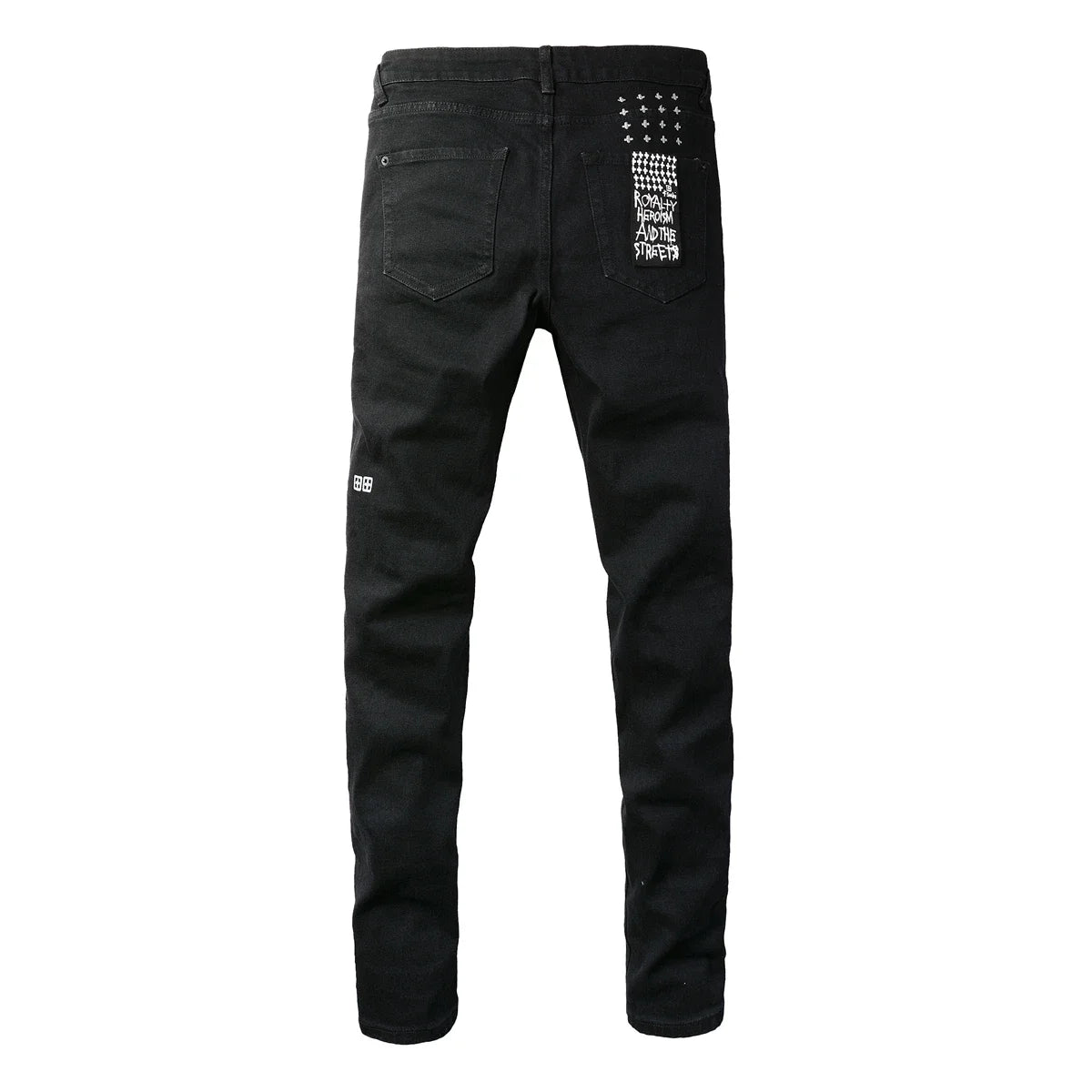 KSUBI Cross Jeans American High Street Paint Hole Trend Low Rise Skinny Denim Pants Pleated Ripped Solid Black Jeans