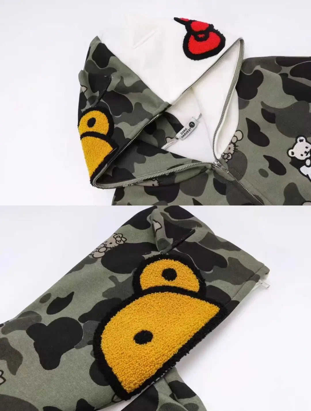 Hello Kitty Long Sleeve Sweate Cartoon Jacket Hoodie Zipper Coat Sanrio Anime Hooded Tops Fashion Trend Camouflage Jacket