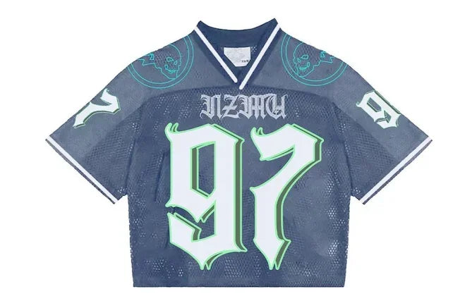 Y2K T Shirt American Fashionable breathable splicing loose football jersey Streetwear casual Breathable Unisex Short Sleeve top