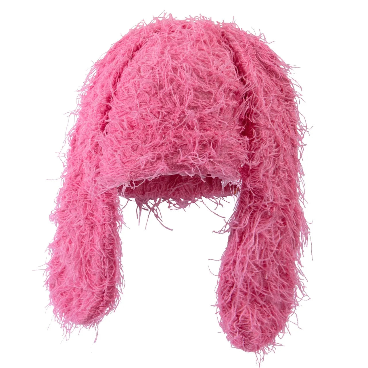 Long Rabbit Ear Beanie Unisex Hip Hop Funny Autumn Winter Fur Furry Grassy Skull Cap Men Distressed Knitted Ski Mask Hat Women